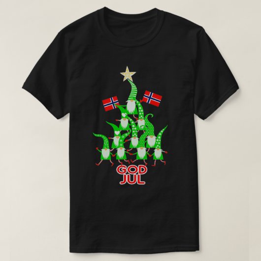 God Julノルディック格言クリスマスツリーノルウェー国旗 Tシャツ (デザイン正面)