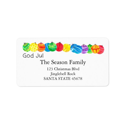 God Jul手絵を描水色ラベル ラベル (正面)