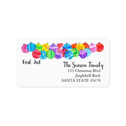 God Jul手絵を描水色ラベル ラベル (正面)