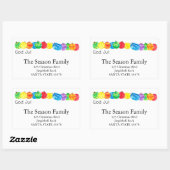 God Jul手絵を描水色ラベル 長方形シール (シート)