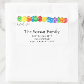 God Jul手絵を描水色ラベル 長方形シール (バッグ)