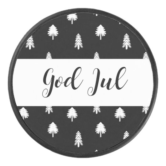 God Jul クリスマス スカンジナビア 黒柄 ギフト アイスホッケーパック (正面)