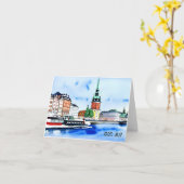 God Jul、スウェーデン語クリスマス カード (黄色い花)