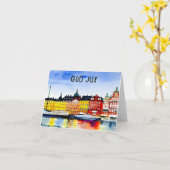 God Jul、スウェーデン語クリスマス カード (黄色い花)