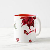 God Jul Christmas Stocking – Festive Poinsettia  ツートーンマグカップ (正面右)