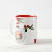 God Jul Christmas Stocking – Festive Poinsettia  ツートーンマグカップ (正面左)