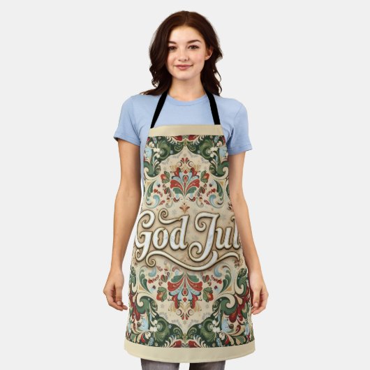 God Jul Norwegian Norway Christmas Apron エプロン (着用した状態)