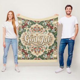 God Jul Norwegian Norway Christmas Fleece Blanket フリースブランケット