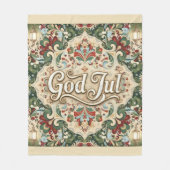 God Jul Norwegian Norway Christmas Fleece Blanket フリースブランケット (正面)