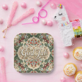 God Jul Norwegian Norway Christmas Paper Cups ペーパープレート (パーティー)