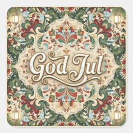God Jul Norwegian Norway Christmas Stickers スクエアシール