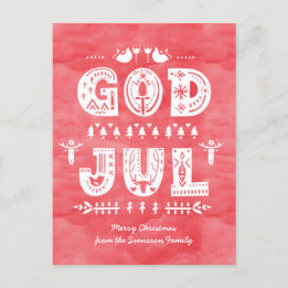 God Jul Swedish Christmas Card Scandiスタイルスクリプト シーズンポストカード