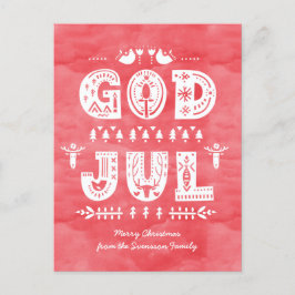 God Jul Swedish Christmas Card Scandiスタイルスクリプト シーズンポストカード