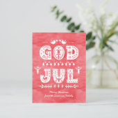 God Jul Swedish Christmas Card Scandiスタイルスクリプト シーズンポストカード (スタンド正面)