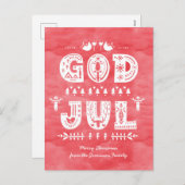God Jul Swedish Christmas Card Scandiスタイルスクリプト シーズンポストカード (正面/裏面)