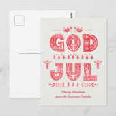 God Jul Swedish Christmas Card Scandiスタイルスクリプト ポストカード (正面/裏面)