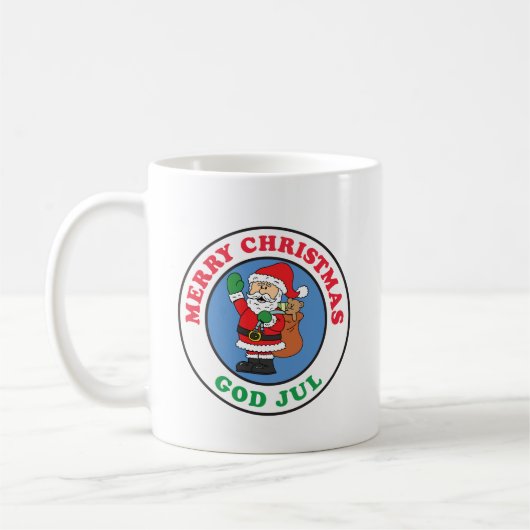 God Jul Swedish Christmas Santa コーヒーマグカップ (左)