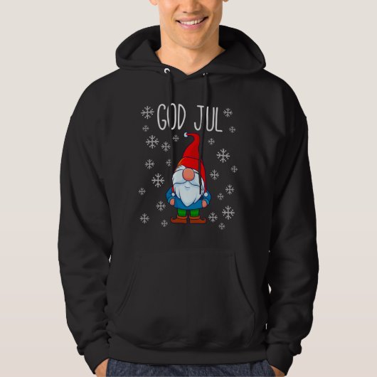 God Jul, Swedish Tomte Gnome, Scandinavian Merry パーカ (正面)
