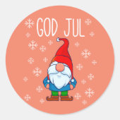 God Jul, Swedish Tomte Gnome, Scandinavian Merry ラウンドシール (正面)