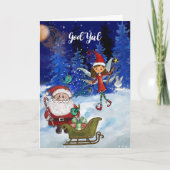 God Jul Whimsical Julenisse Fairy & Santa Magical シーズンカード (正面)