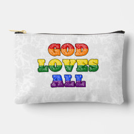 "God Loves All" Gay/LGBTQIA+/Queer Christian Pride アクセサリーポーチ