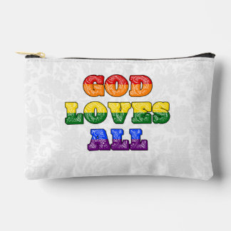 "God Loves All" Gay/LGBTQIA+/Queer Christian Pride アクセサリーポーチ