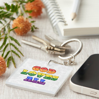 "God Loves All" Gay/LGBTQIA+/Queer Christian Pride キーホルダー