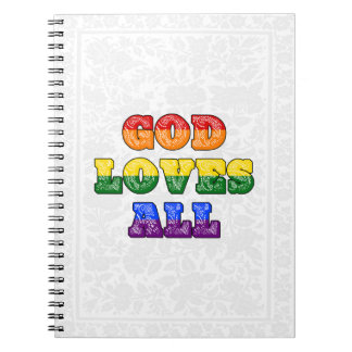 "God Loves All" Gay/LGBTQIA+/Queer Christian Pride ノートブック