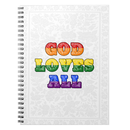 "God Loves All" Gay/LGBTQIA+/Queer Christian Pride ノートブック (正面)