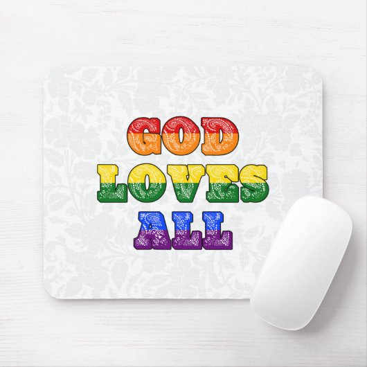 "God Loves All" Gay/LGBTQIA+/Queer Christian Pride マウスパッド (マウス)