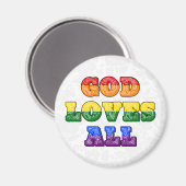 "God Loves All" Gay/LGBTQIA+/Queer Christian Pride マグネット (正面/裏面)