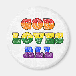 "God Loves All" Gay/LGBTQIA+/Queer Christian Pride マグネット