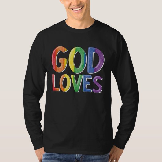 God Loves Gay Christian LGBTQ Christian Pride Par Tシャツ (正面)
