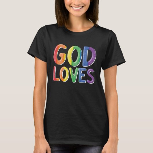 God Loves Gay Christian LGBTQ Christian Pride Par Tシャツ (正面)
