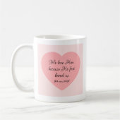 God Loves You Bible Verse Pinkish Red Heart Simple コーヒーマグカップ (左)