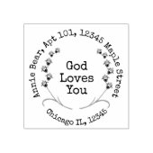 God Loves You Lavender Laurel with差出人住所 ラバースタンプ (インプリント)