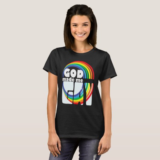 GOD MADE ME GAY RAINBOW IN LETTERS Tシャツ (正面フル)