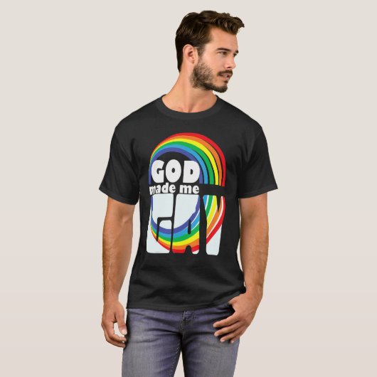 GOD MADE ME GAY RAINBOW IN LETTERS Tシャツ (正面フル)