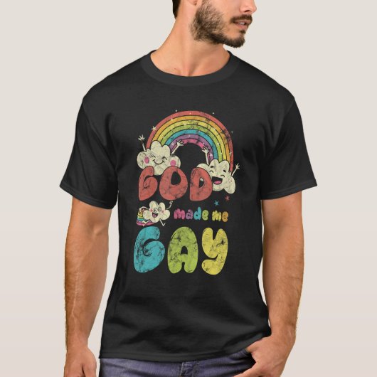 God Made Me Gay Rainbow LGBT Support Christian Tシャツ (正面)