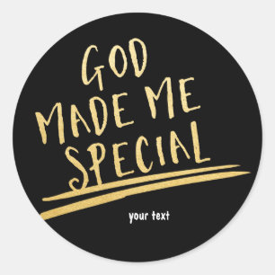 GOD MADE ME SPECIAL 黒と金色のカスタムステッカー ラウンドシール
