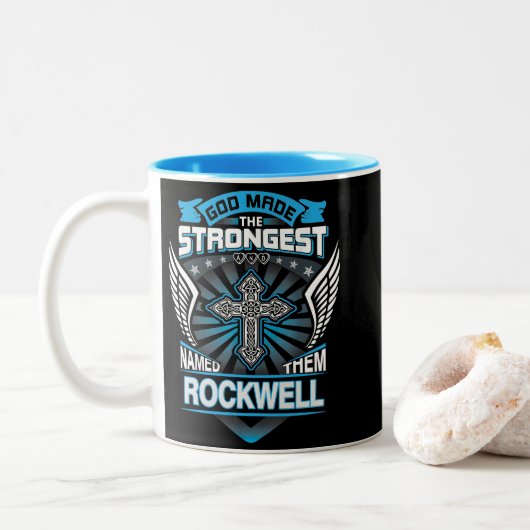 God Made The Strongest And Named Them Rockwell ツートーンマグカップ (ドーナツ)