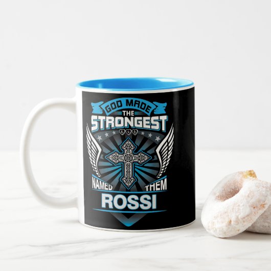 God Made The Strongest And Named Them Rossi ツートーンマグカップ (ドーナツ)