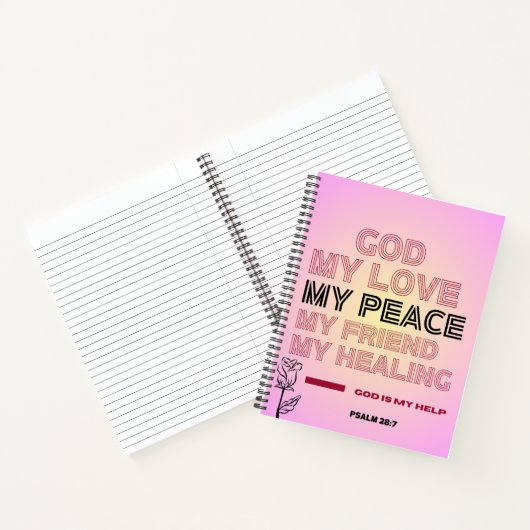   God, My Love & Help Psalm 28:7 Spiral Notebook ノートブック (内部)