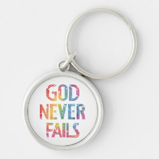 God Never Fails – Rainbow Christian Typography キーホルダー