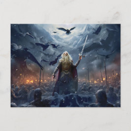 God Odin leads Einherjer Warrior of Asgards ポストカード