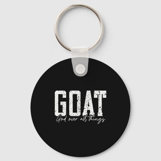 God Over All Things Jesus Goat Cool Inspirational  キーホルダー (正面)
