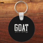 God Over All Things Jesus Goat Cool Inspirational  キーホルダー (正面)