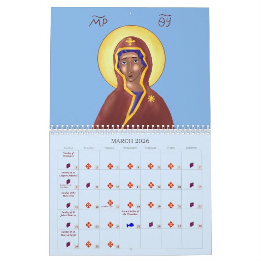 God Peace Orthodox Calendar 2026 カレンダー (3月 2026)
