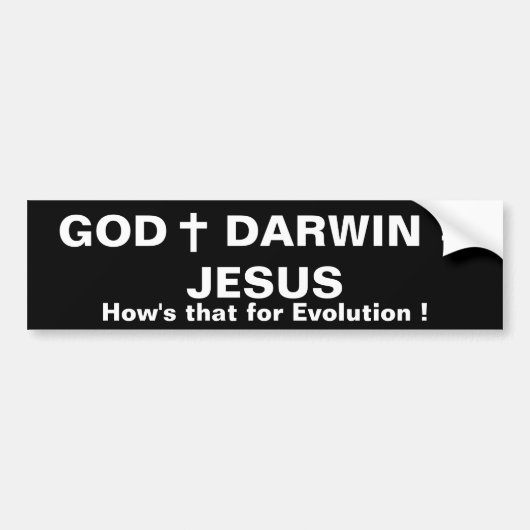 GOD PLUS DARWIN =イエス バンパーステッカー (正面)