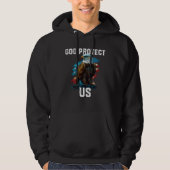 God Protect US American Bald Eagle Christian 4th O パーカ (正面)